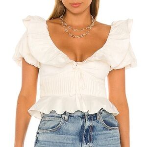 Lovers and Friends White Ruffle Crop Top